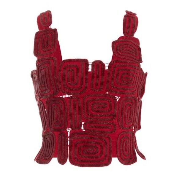 Cult Gaia Reia Beaded Woven Wool-Blend Top - Picture 3 of 3